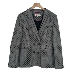 Boden blazer womens 12 black white plaid polka dot fawcett wool work office
